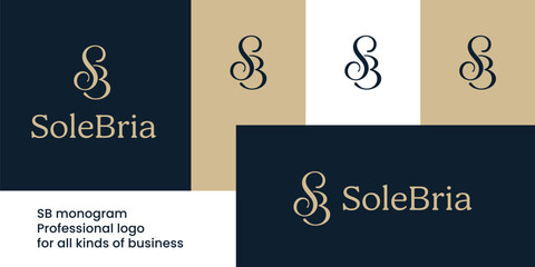 Elegant feminine SB monogram logo for wellness, beauty, or luxury brands