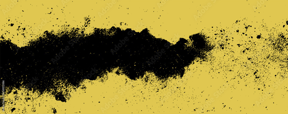 Poster artistic black and yellow abstract splatter design showcasing vibrant contrast and texture in modern