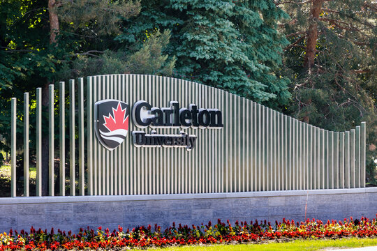 Ottawa Canada, June 14, 2025; Ottawa Carleton University sign at the entrance to the campus