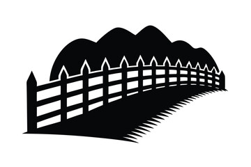 Black Silhouette Fence and Hills