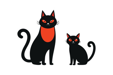 Cute Cat Adorable Cartoon Kittens with White Background