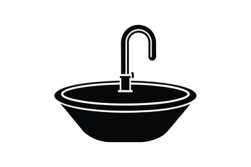 Simple Black Sink and Faucet Icon