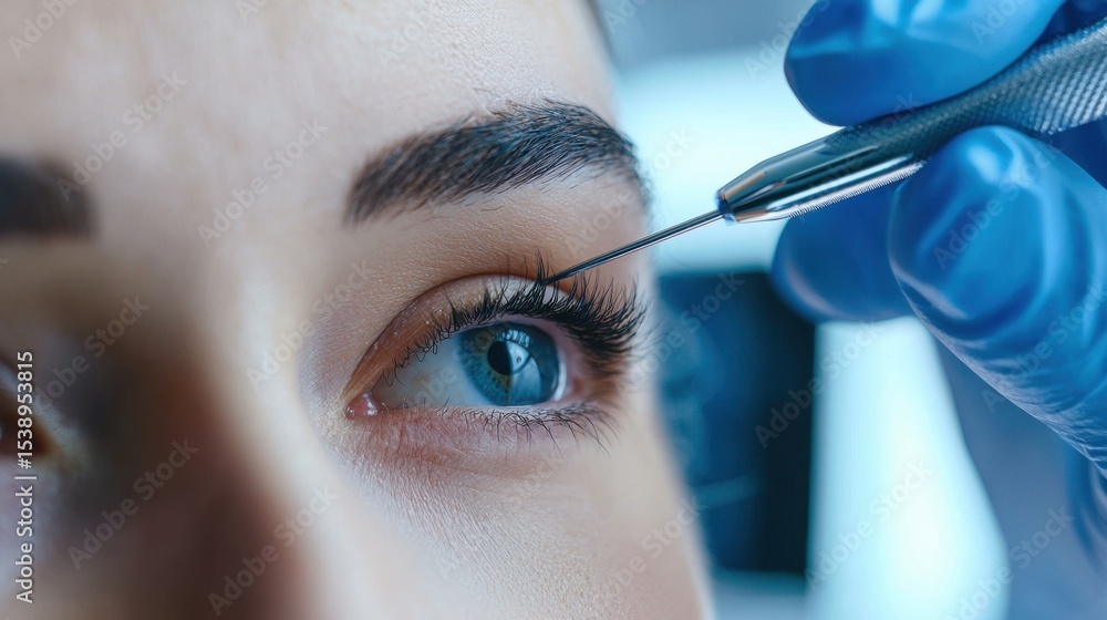 Poster a highly detailed and magnified view of the intricate process of extracting a single hair follicle f