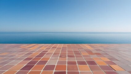 Fototapeta premium Minimalist Ocean View with Blurred Horizon and Calm Waters 