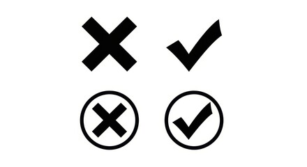 Fototapeta premium Check mark and cross mark on white background