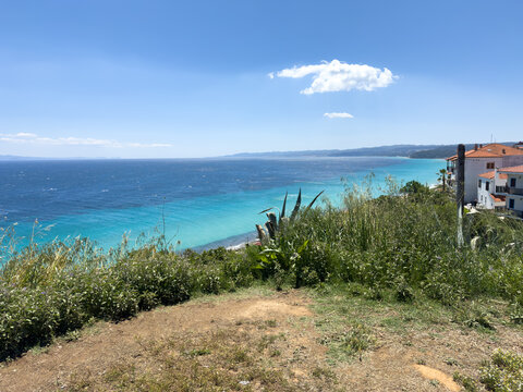 view of the bay of Afytos On the island of Chalkidiki in Greece on the Mediterranean