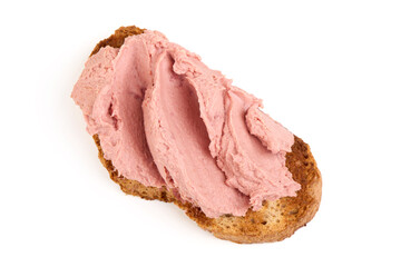 Liverwurst on Bread Slice, isolated on white background
