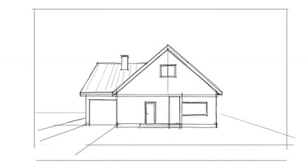 Single family home drawing architectural sketch