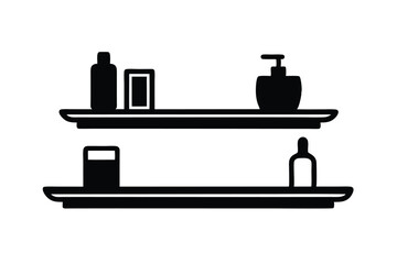Bathroom Shelves with Bottles and Soap
