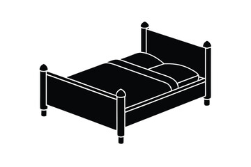 Simple Black Silhouette of a Bed