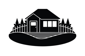 Simple Black House Icon Illustration