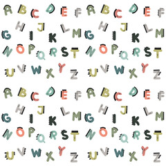 Dinosaur alphabet pattern. Flat vector