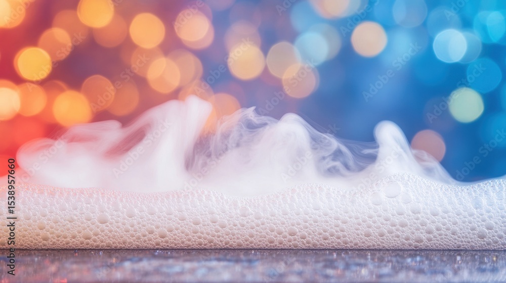 Poster swirling foam with colorful blurred background in a vibrant setting