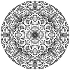 Mandala 376, ethnic, swirl pattern, object isolated on white background. Coloring page 435, hand drawn, vector.
