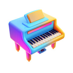 Fototapeta premium Colorful cartoon piano illustration with a vibrant design and playful aesthetic seen in a digital art context