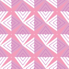 Intricate Repeating Diamond Pattern with Concentric Triangles on Pink Background