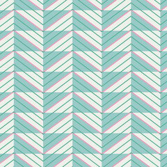 Vibrant Geometric Chevron Pattern Featuring Teal, White, and Pink Diagonals