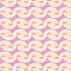 Vibrant Pink Background with Alternating Curved Bands and Diamond Accents