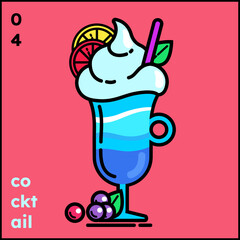Coctail art in pop art style for card design, vector illustration
