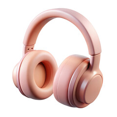 Peach colored wireless headphones isolated on transparent background
