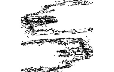 Abstract Water Channel Illustration in Line Art