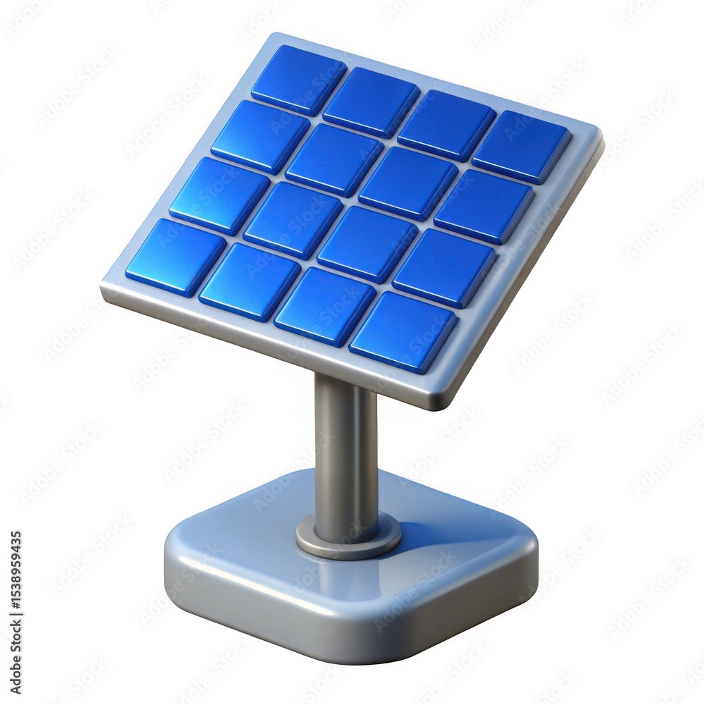 Poster 3d render of a small solar panel isolated on transparent background