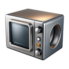 Obraz premium Retro microwave oven 3d model isolated on transparent background