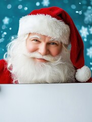 Cheerful Santa Claus with White Beard Smiling