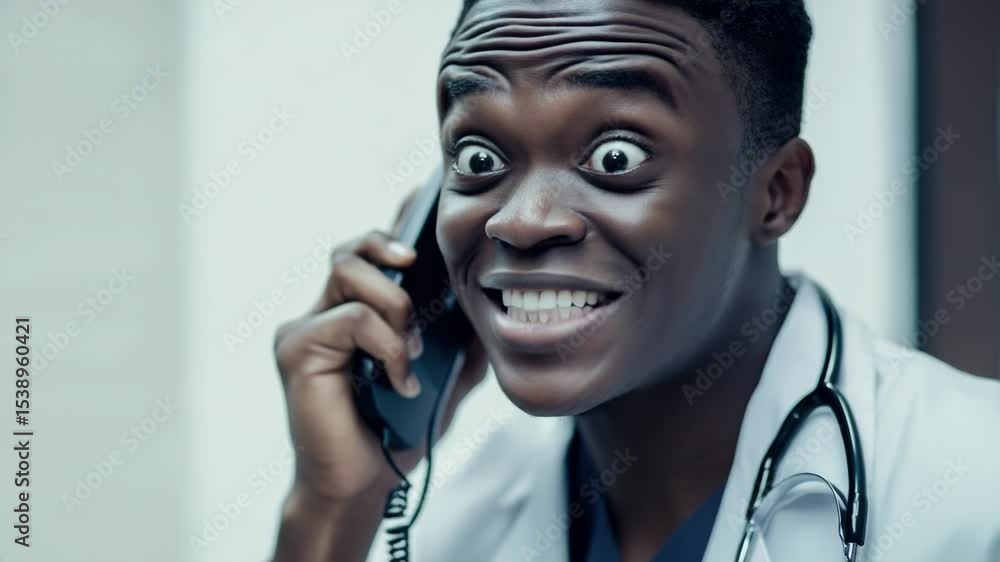Aufkleber a scientist in a white lab coat talking on his cell phone, likely discussing an experiment or sharin