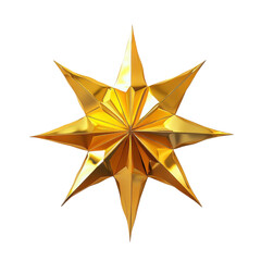 Obraz premium Golden Star Shape Icon with Sharp Points on a Transparent Background for Decorative Use