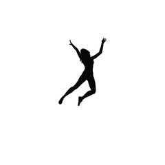 woman doing jumping jacks silhouette on white background