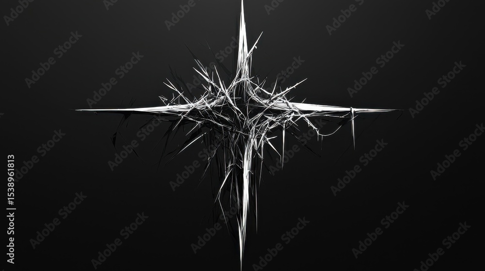 Aufkleber intricate geometric design with sharp spikes and contrasting black backdrop showcasing modern artist