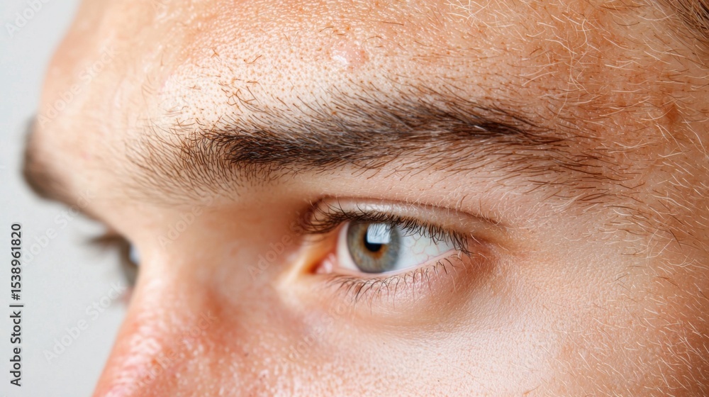 Poster close-up view of a parted scalp displaying dry, flaky skin and texture indicative of a potential der