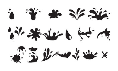 Naklejka premium Black Splash Icons Set. Water, Liquid, and Paint Drop Silhouettes Collection. Victor illustration eps 10