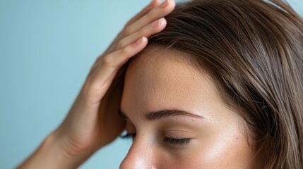 Fototapeta premium Detailed close-up image showcasing the textural and visual characteristics of seborrheic dermatitis, a common inflammatory skin condition affecting the scalp.