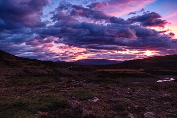 early morning sunrise sky with clouds