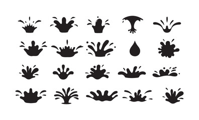 Black Splash Icons Set. Water, Liquid, and Paint Drop Silhouettes Collection. Victor illustration eps 10
