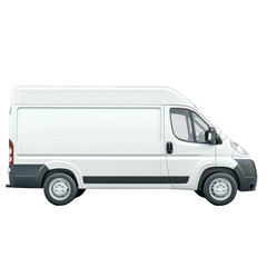 White Cargo Van Side View for Commercial Use in Urban Settings on transparent background