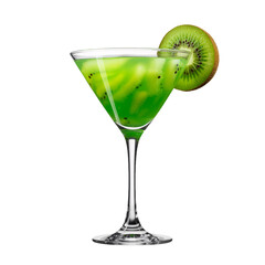 Refreshing Kiwi Martini: A vibrant green kiwi martini cocktail garnished with a fresh kiwi slice in a classic martini glass. Perfect for summer parties, celebrations or relaxing evenings.