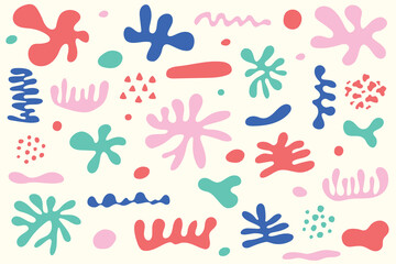 Set of hand drawn organic shapes. Design with abstract elements. Vector illustration