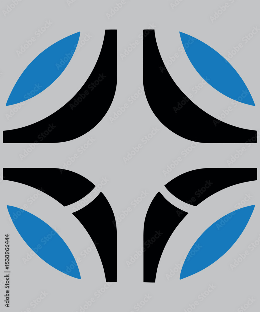 Poster abstract geometric shapes and design elements set with wave water and nature-inspired icons