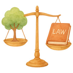 Environmental Law Concept Tree Law Book Balanced on Scales