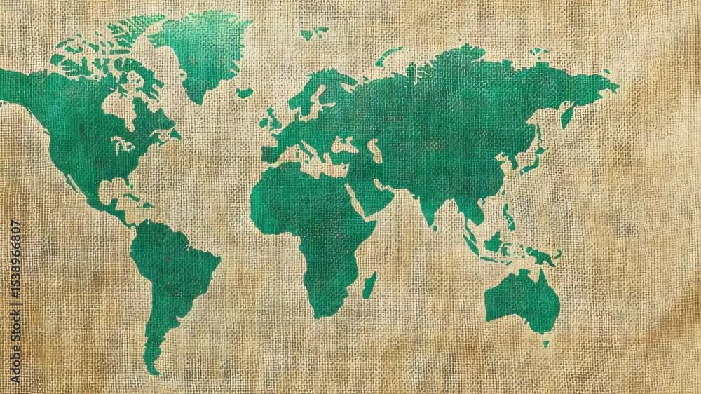 Poster a vintage-style map printed on burlap canvas, ideal for rustic or outdoorsy-themed projects