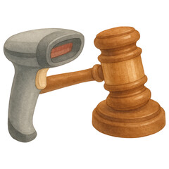 Barcode Scanner Gavel Digital Justice Legal Tech Concept
