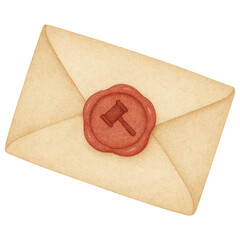 Official Letter with Red Wax Seal Gavel Imprint Legal Document Concept