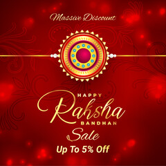 Raksha Bandhan Sale With Up To 5% Off. Rakhi (Wrist Band) Sale. Vector Illustration. Amazing Rakhi Design. Massive Discount.