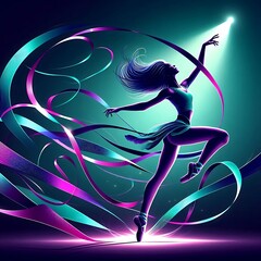 Vibrant Purple Teal Dancer Leap