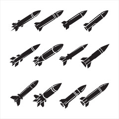 Set of Ballistic missile design vector.