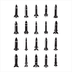 Ballistic missile vector icon set design.