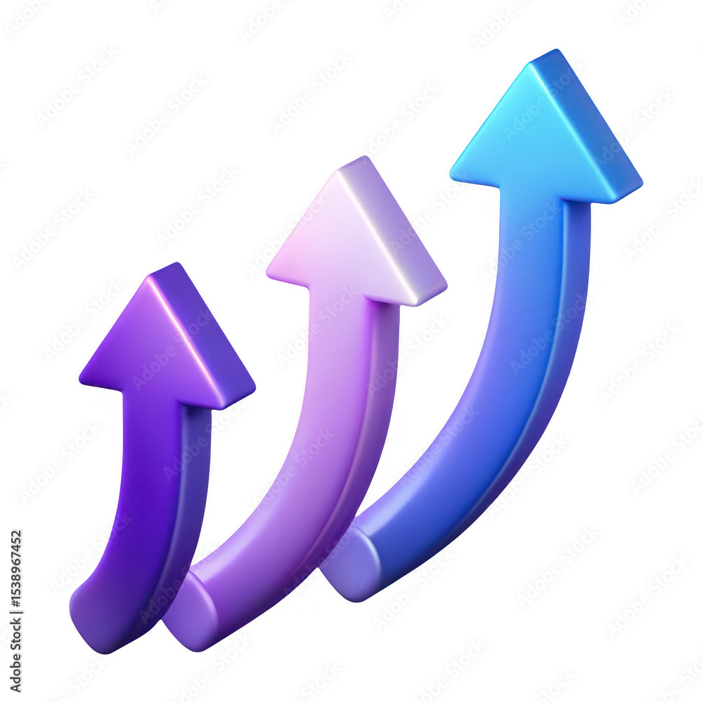 Poster 3d render realistic gradient arrows pointing upwards